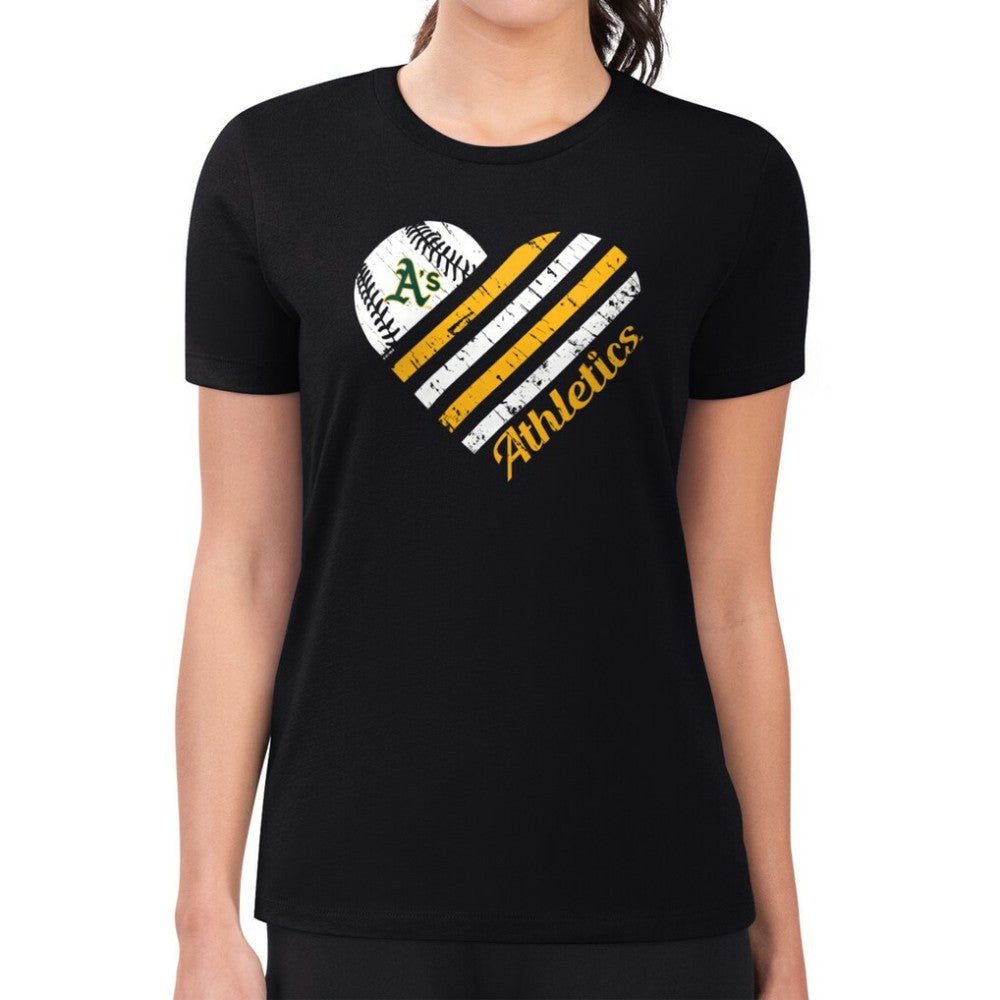 Athletics G-III 4Her by Carl Banks Women's Super-Slim Fit Lightweight Heart Graphic T-Shirt Black