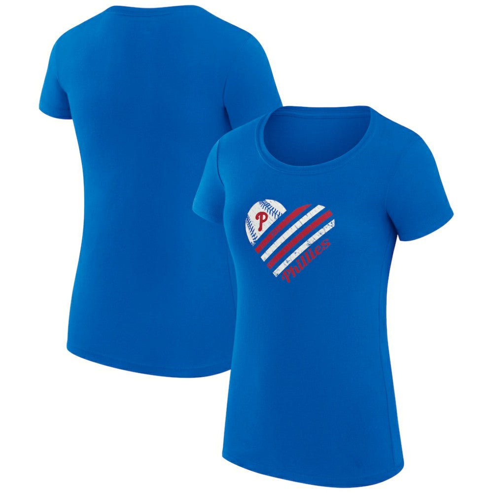 Philadelphia Phillies G-III 4Her by Carl Banks Women's Super-Slim Fit Lightweight Heart Graphic T-Shirt Royal