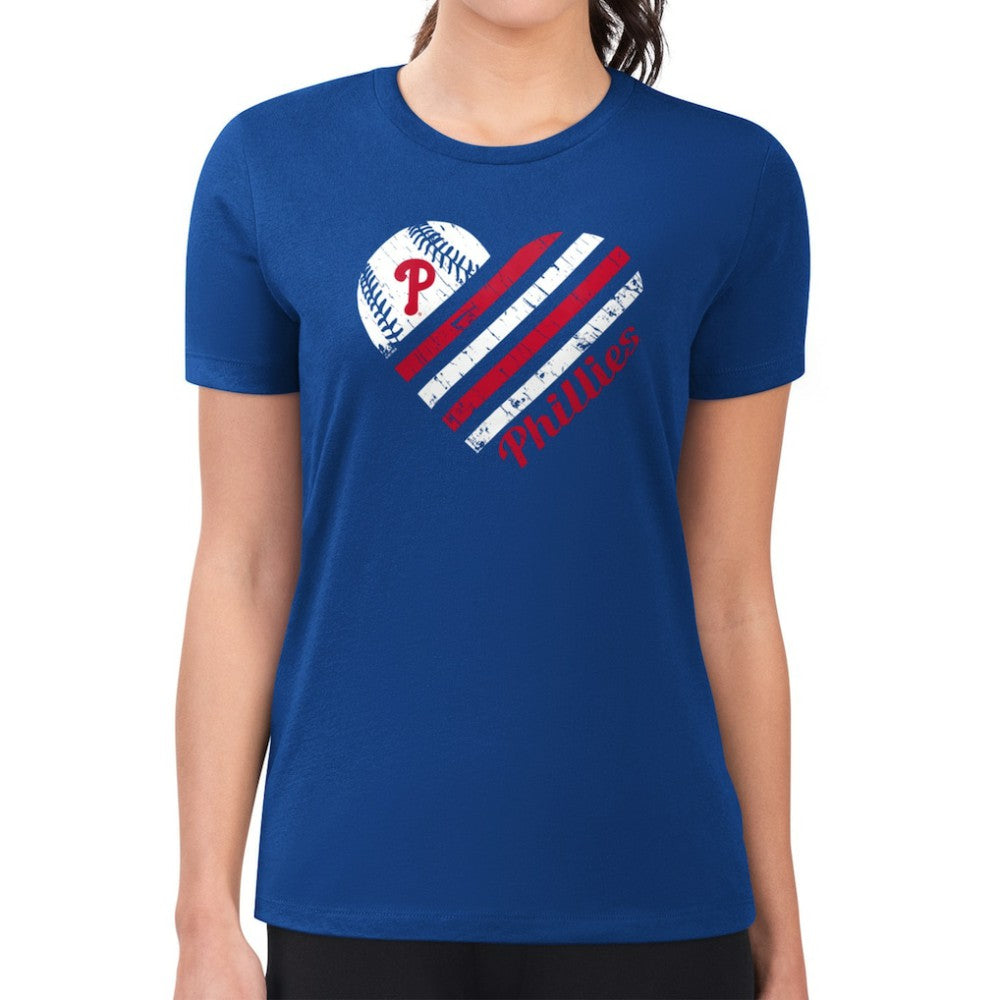 Philadelphia Phillies G-III 4Her by Carl Banks Women's Super-Slim Fit Lightweight Heart Graphic T-Shirt Royal
