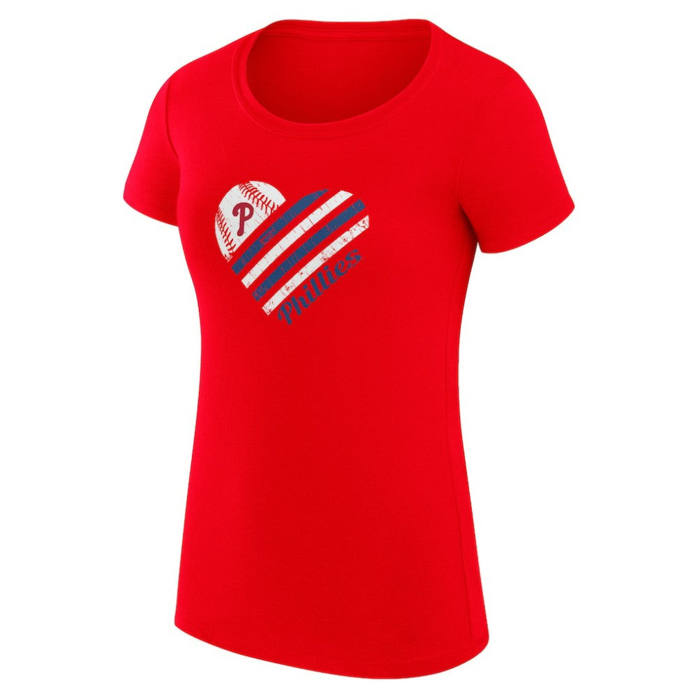 Philadelphia Phillies G-III 4Her by Carl Banks Women's Super-Slim Fit Lightweight Heart Graphic T-Shirt Red