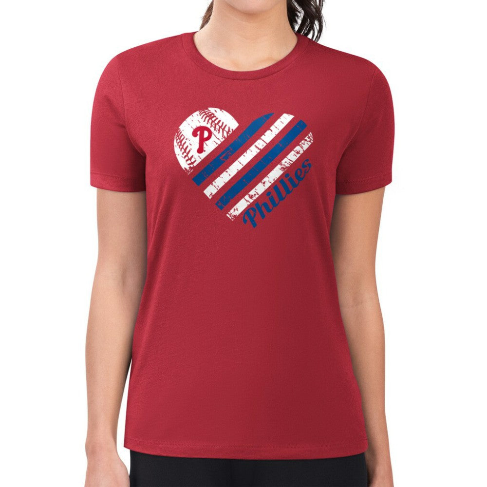 Philadelphia Phillies G-III 4Her by Carl Banks Women's Super-Slim Fit Lightweight Heart Graphic T-Shirt Red