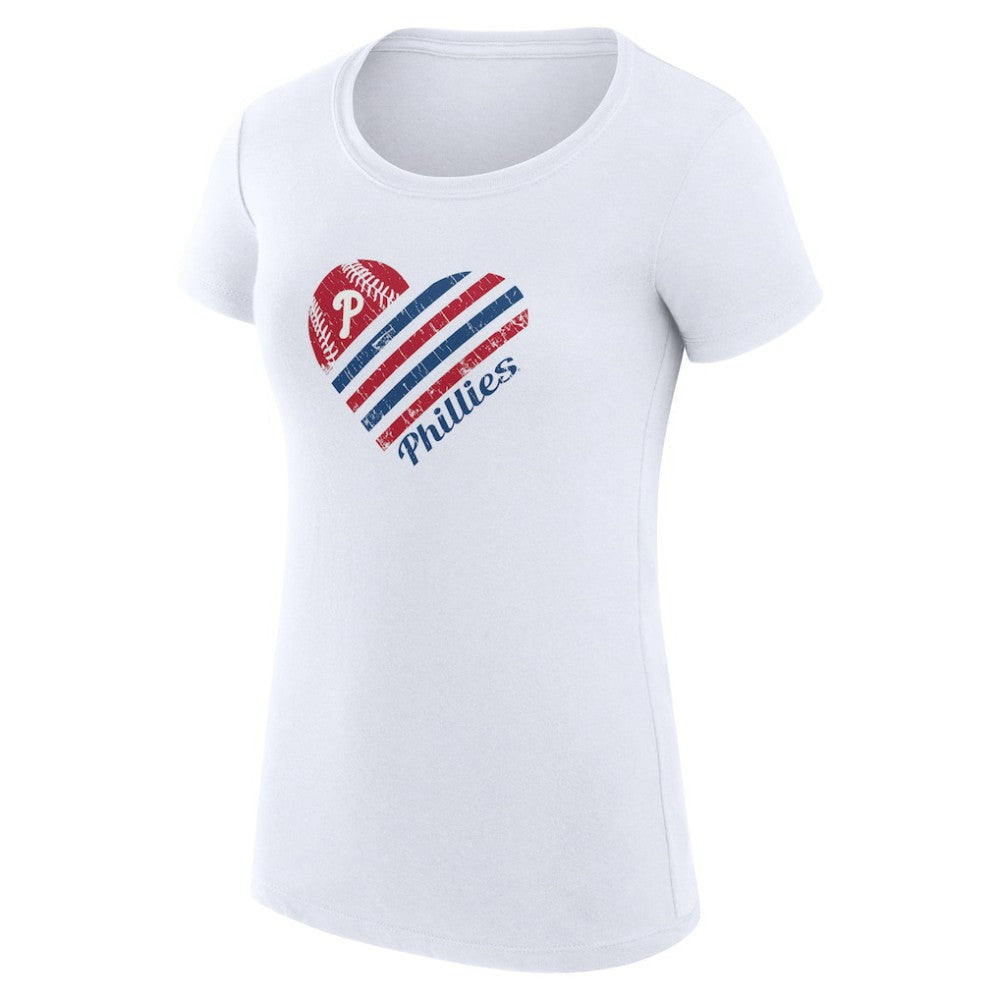 Philadelphia Phillies G-III 4Her by Carl Banks Women's Super-Slim Fit Lightweight Heart Graphic T-Shirt White