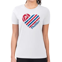 Philadelphia Phillies G-III 4Her by Carl Banks Women's Super-Slim Fit Lightweight Heart Graphic T-Shirt White