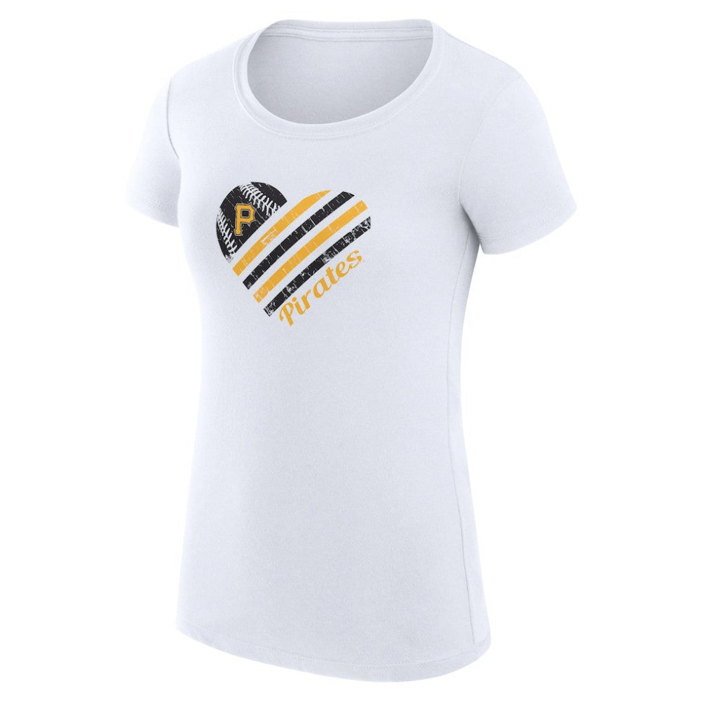 Pittsburgh Pirates G-III 4Her by Carl Banks Women's Super-Slim Fit Lightweight Heart Graphic T-Shirt White