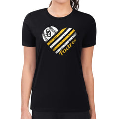 San Diego Padres G-III 4Her by Carl Banks Women's Super-Slim Fit Lightweight Heart Graphic T-Shirt Black
