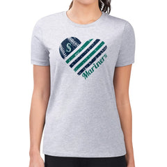 Seattle Mariners G-III 4Her by Carl Banks Women's Super-Slim Fit Lightweight Heart Graphic T-Shirt Heather Gray