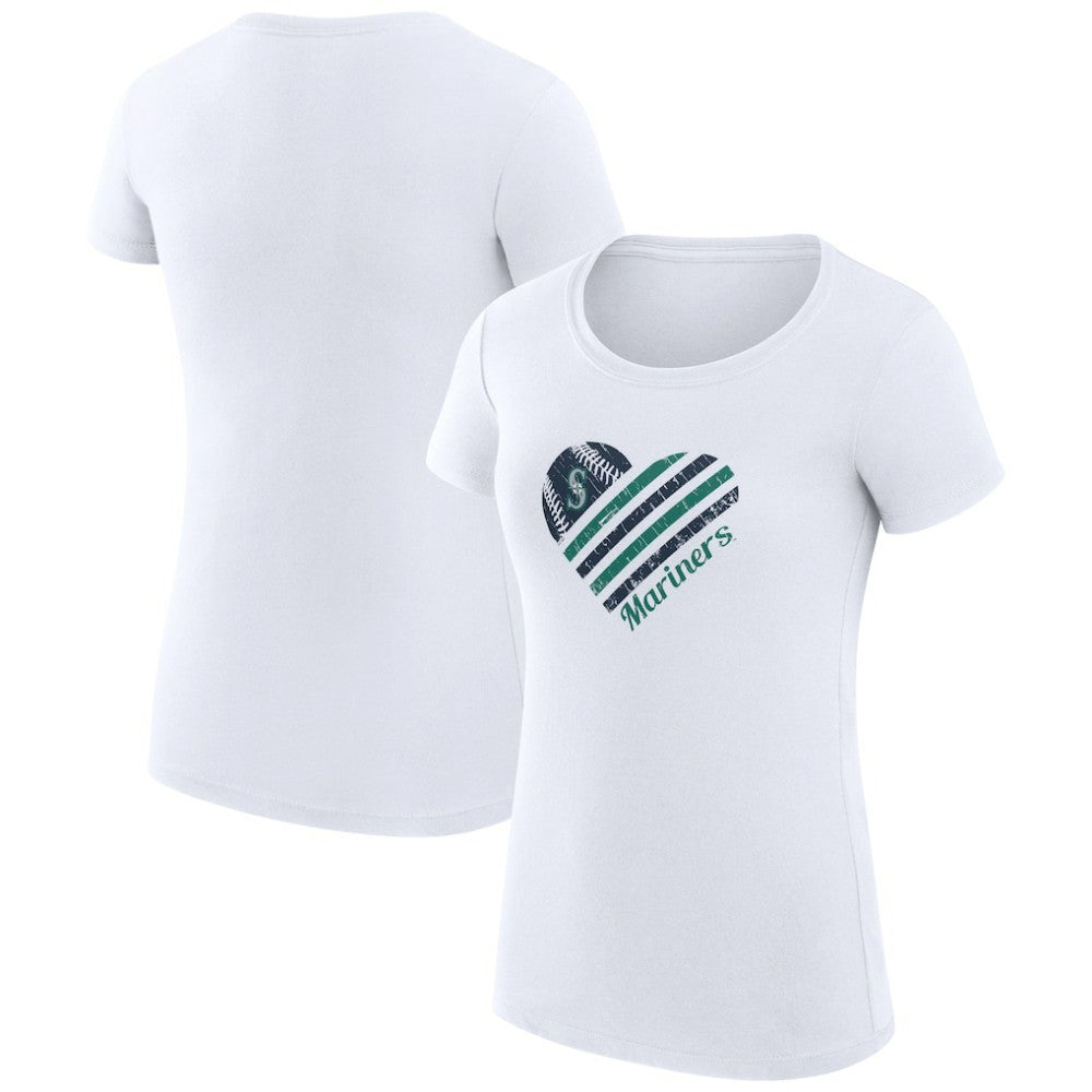 Seattle Mariners G-III 4Her by Carl Banks Women's Super-Slim Fit Lightweight Heart Graphic T-Shirt White