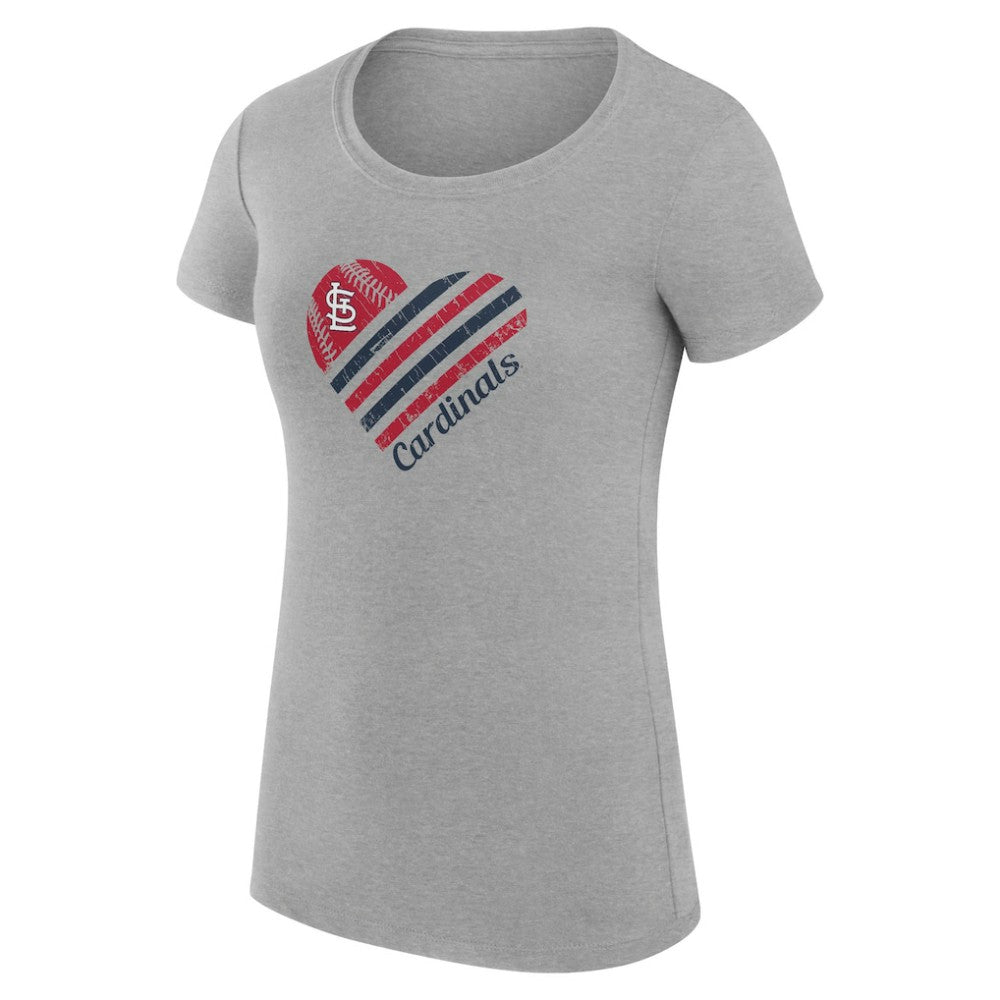 St. Louis Cardinals G-III 4Her by Carl Banks Women's Super-Slim Fit Lightweight Heart Graphic T-Shirt Heather Gray