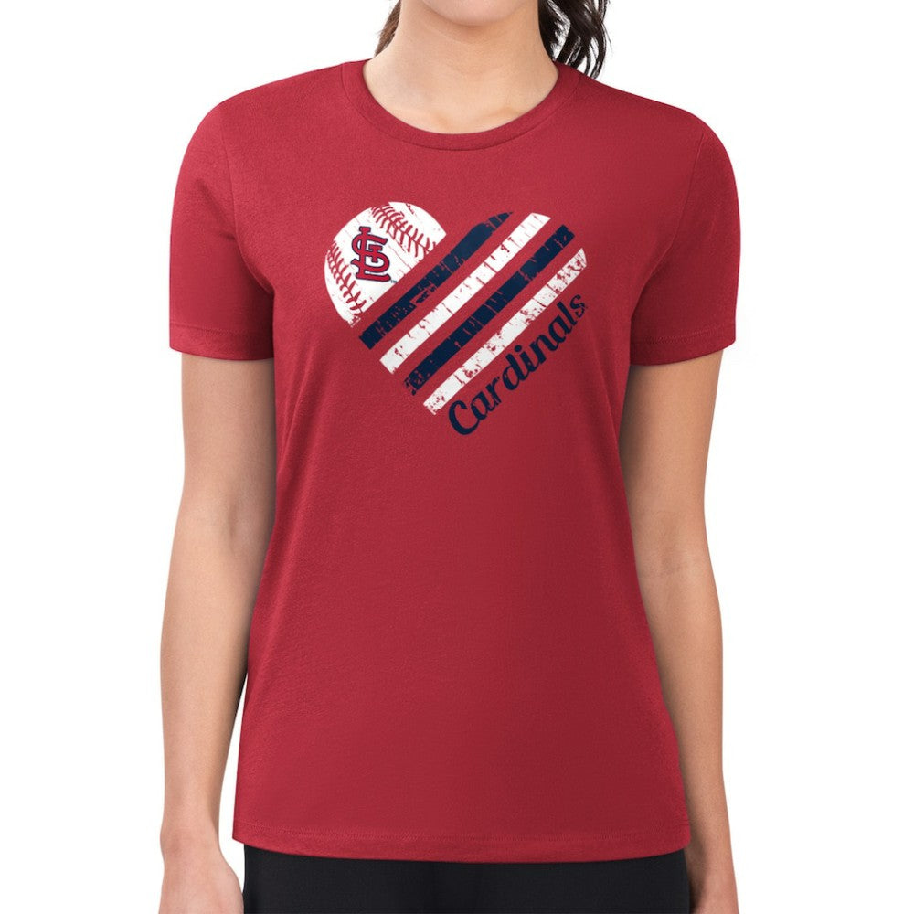 St. Louis Cardinals G-III 4Her by Carl Banks Women's Super-Slim Fit Lightweight Heart Graphic T-Shirt Red