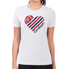 St. Louis Cardinals G-III 4Her by Carl Banks Women's Super-Slim Fit Lightweight Heart Graphic T-Shirt White
