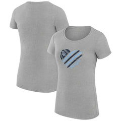 Tampa Bay Rays G-III 4Her by Carl Banks Women's Super-Slim Fit Lightweight Heart Graphic T-Shirt Heather Gray
