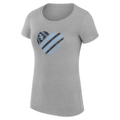 Tampa Bay Rays G-III 4Her by Carl Banks Women's Super-Slim Fit Lightweight Heart Graphic T-Shirt Heather Gray