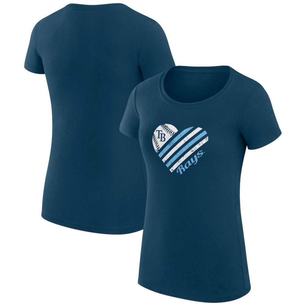 Tampa Bay Rays G-III 4Her by Carl Banks Women's Super-Slim Fit Lightweight Heart Graphic T-Shirt Navy