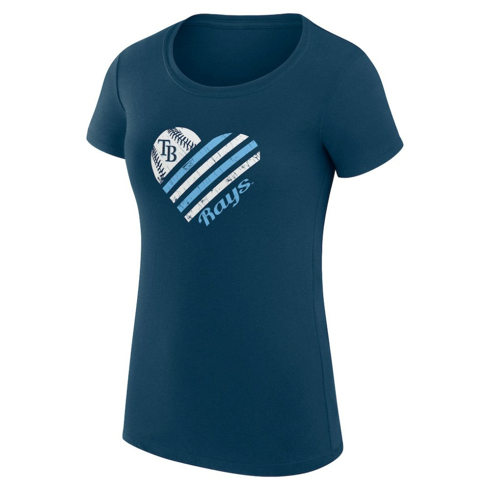 Tampa Bay Rays G-III 4Her by Carl Banks Women's Super-Slim Fit Lightweight Heart Graphic T-Shirt Navy