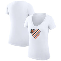 Baltimore Orioles G-III 4Her by Carl Banks Women's Super-Slim Fit Lightweight Heart V-Neck T-Shirt White