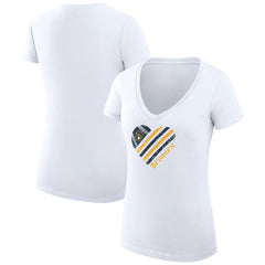 Milwaukee Brewers G-III 4Her by Carl Banks Women's Super-Slim Fit Lightweight Heart V-Neck T-Shirt White