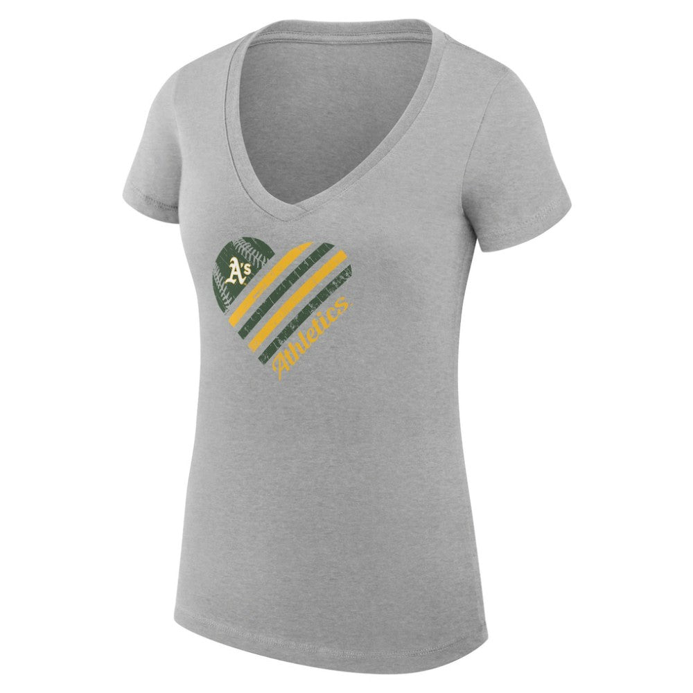 Athletics G-III 4Her by Carl Banks Women's Super-Slim Fit Lightweight Heart V-Neck T-Shirt Heather Gray