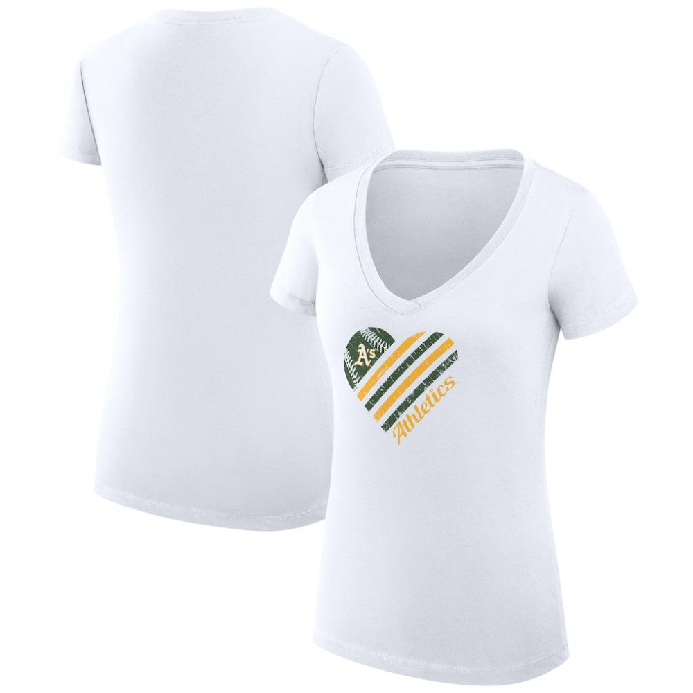 Athletics G-III 4Her by Carl Banks Women's Super-Slim Fit Lightweight Heart V-Neck T-Shirt White
