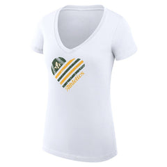 Athletics G-III 4Her by Carl Banks Women's Super-Slim Fit Lightweight Heart V-Neck T-Shirt White