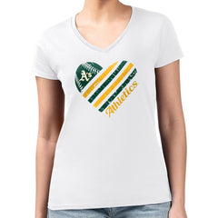 Athletics G-III 4Her by Carl Banks Women's Super-Slim Fit Lightweight Heart V-Neck T-Shirt White