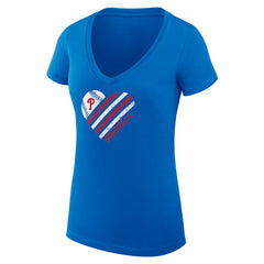 Philadelphia Phillies G-III 4Her by Carl Banks Women's Super-Slim Fit Lightweight Heart V-Neck T-Shirt Royal