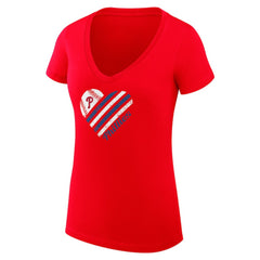 Philadelphia Phillies G-III 4Her by Carl Banks Women's Super-Slim Fit Lightweight Heart V-Neck T-Shirt Red