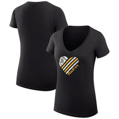 San Diego Padres G-III 4Her by Carl Banks Women's Super-Slim Fit Lightweight Heart V-Neck T-Shirt Black
