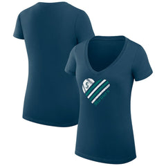 Seattle Mariners G-III 4Her by Carl Banks Women's Super-Slim Fit Lightweight Heart V-Neck T-Shirt Navy