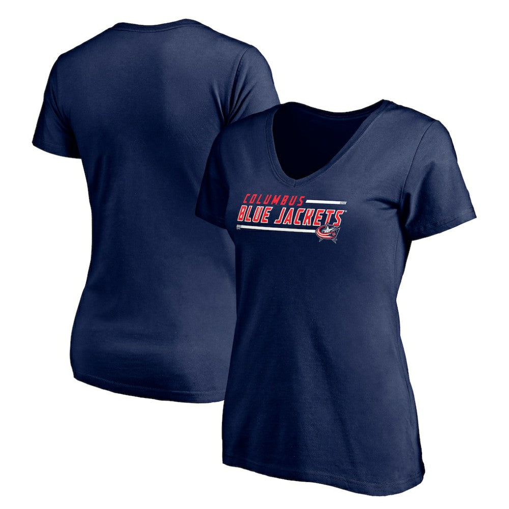 Columbus Blue Jackets Women's Mascot In Bounds V-Neck T-Shirt Navy