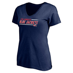 Columbus Blue Jackets Women's Mascot In Bounds V-Neck T-Shirt Navy