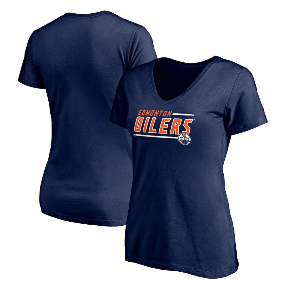Edmonton Oilers Women's Mascot In Bounds V-Neck T-Shirt Navy