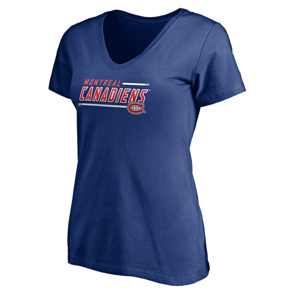 Montreal Canadiens Women's Mascot In Bounds V-Neck T-Shirt Blue