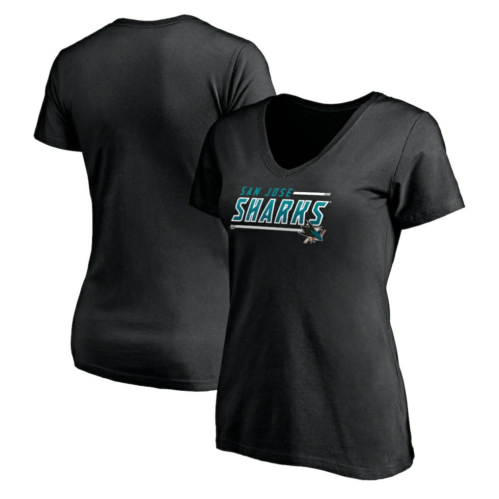 San Jose Sharks Women's Mascot In Bounds V-Neck T-Shirt Black