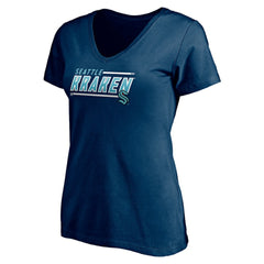 Seattle Kraken Women's Mascot In Bounds V-Neck T-Shirt Deep Sea Blue