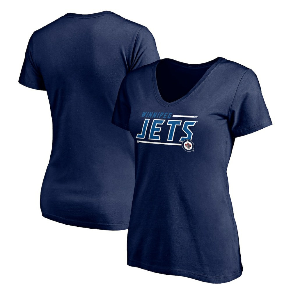 Winnipeg Jets Women's Mascot In Bounds V-Neck T-Shirt Navy