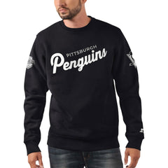 Pittsburgh Penguins Starter x NHL Black Ice Cross Check Pullover Sweatshirt Black