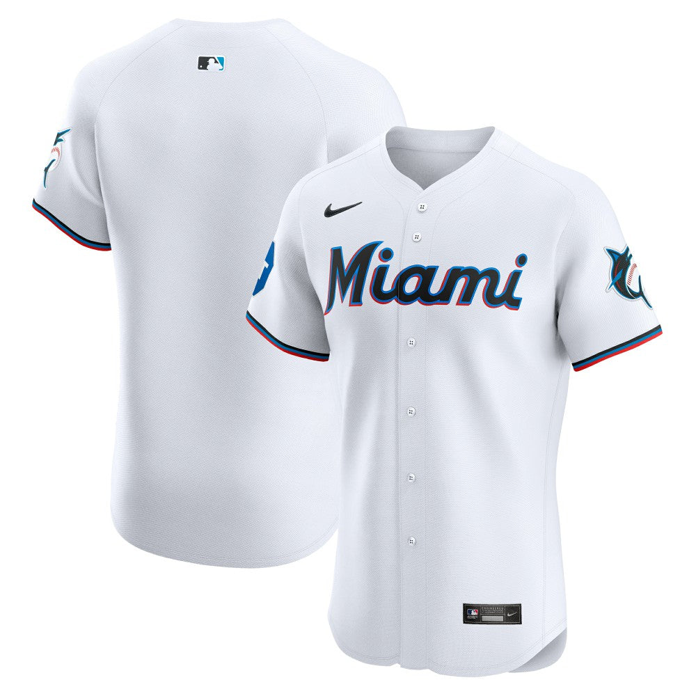 Miami Marlins Home Elite Patch Jersey White | Nike