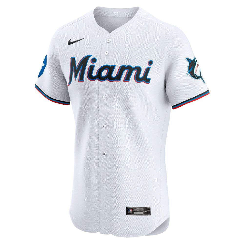 Miami Marlins Home Elite Patch Jersey White | Nike