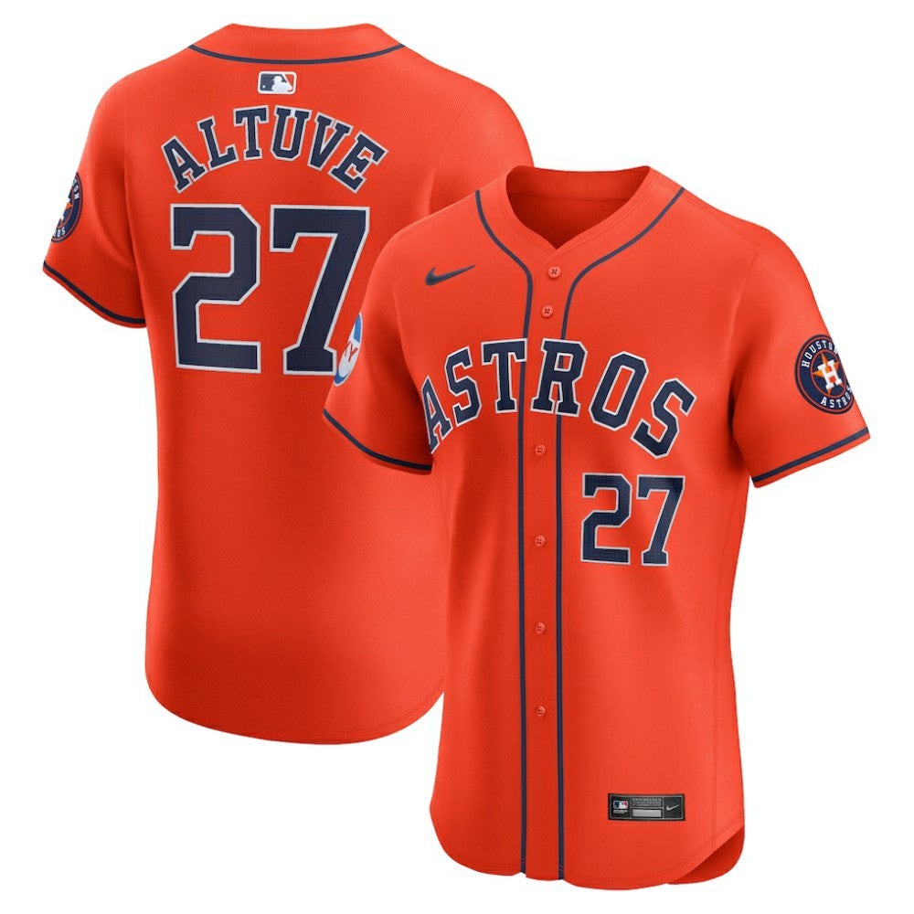 Jose Altuve Houston Astros Alternate Elite Sponsor Patch Player Jersey Orange | Nike