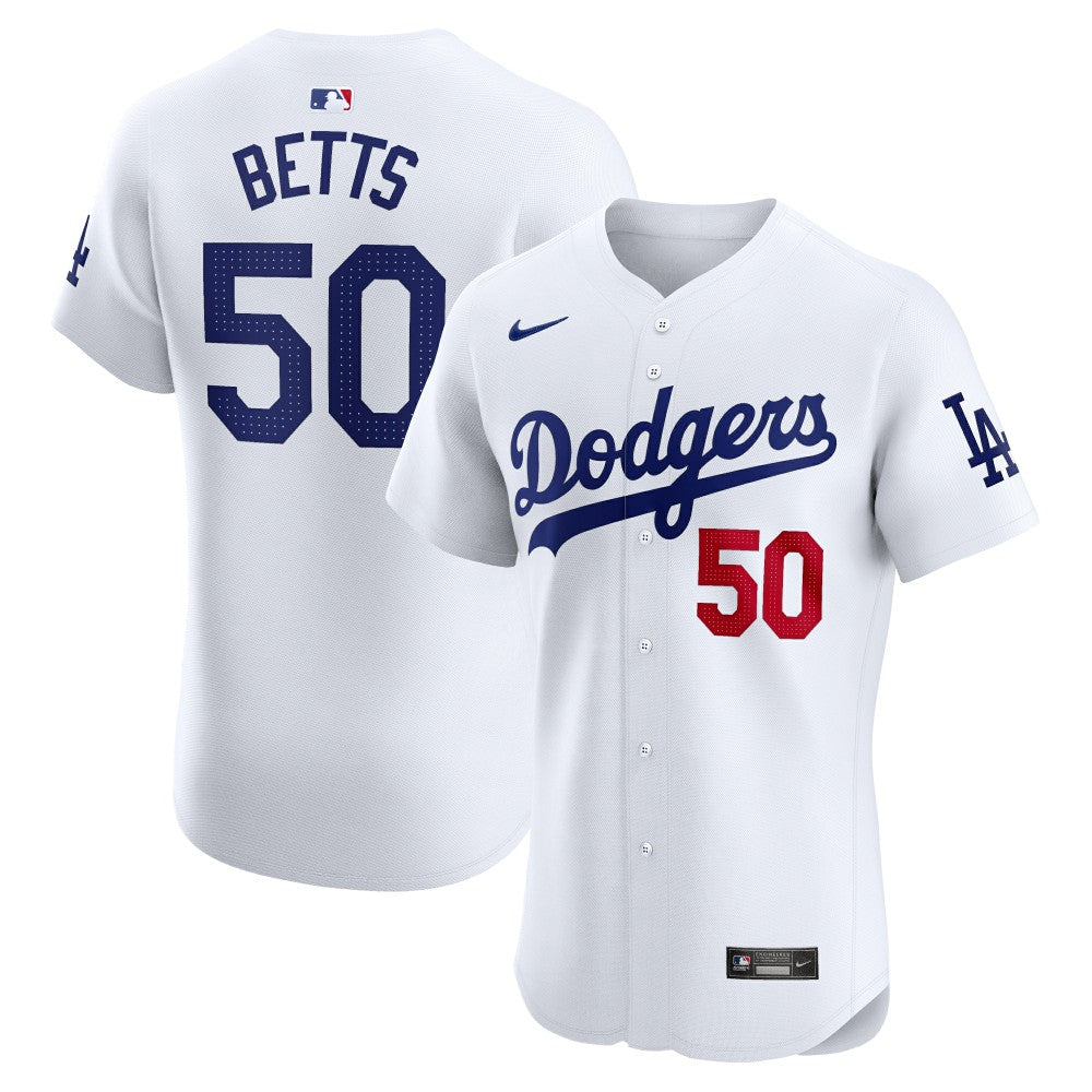 Mookie Betts Los Angeles Dodgers Home Elite Jersey White | Nike