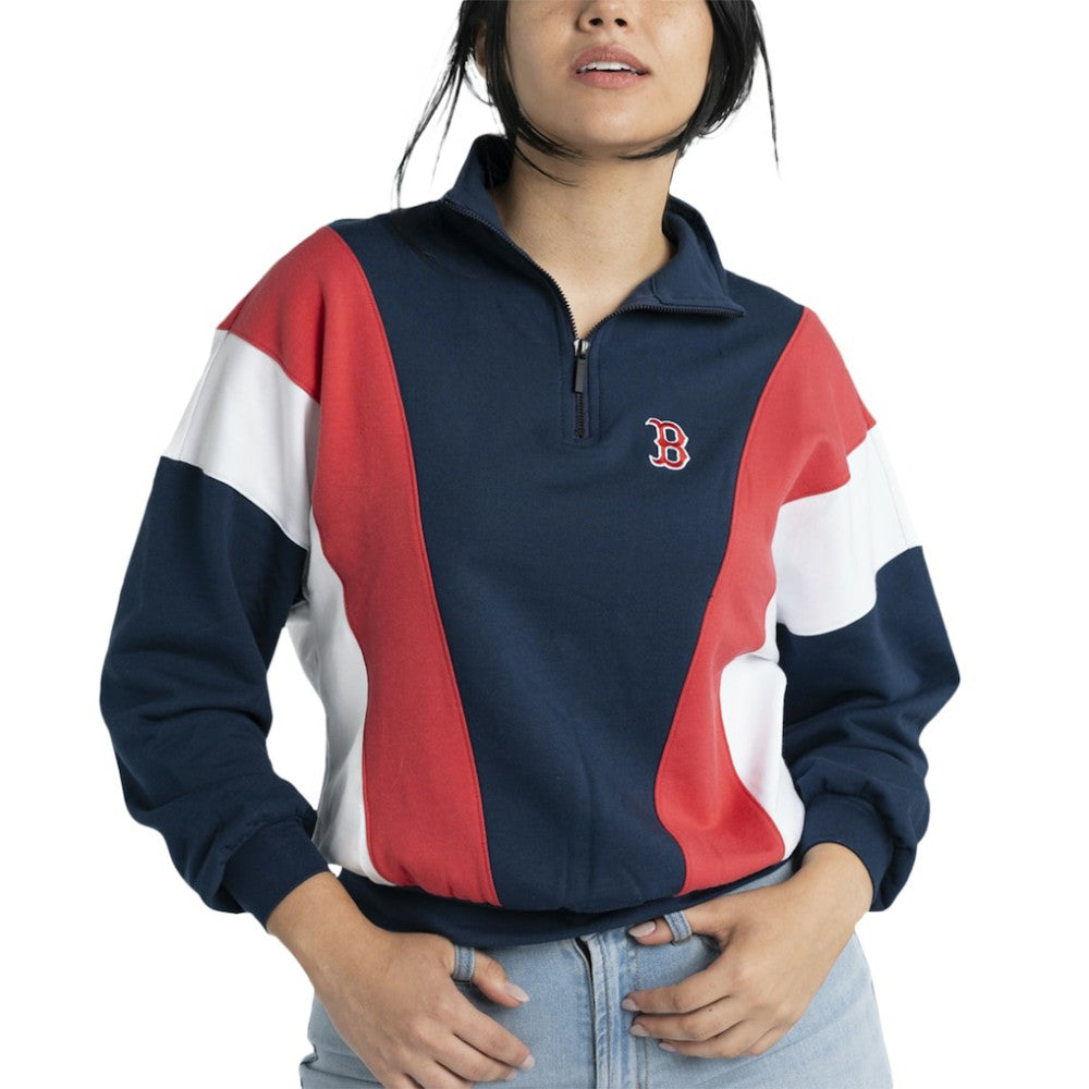 Boston Red Sox Lusso Women's Malia Quarter-Zip Sweatshirt Navy