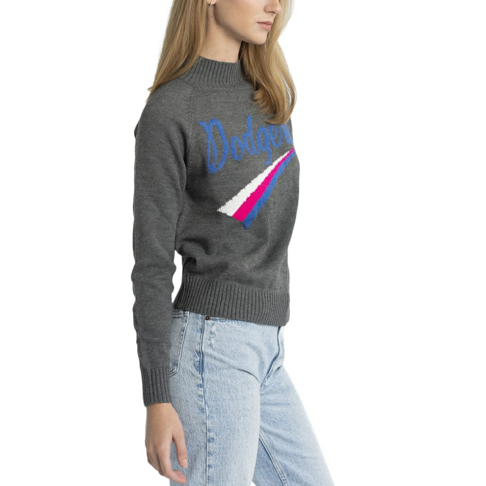 Los Angeles Dodgers Lusso Women's Serena Raglan Pullover Sweater Gray