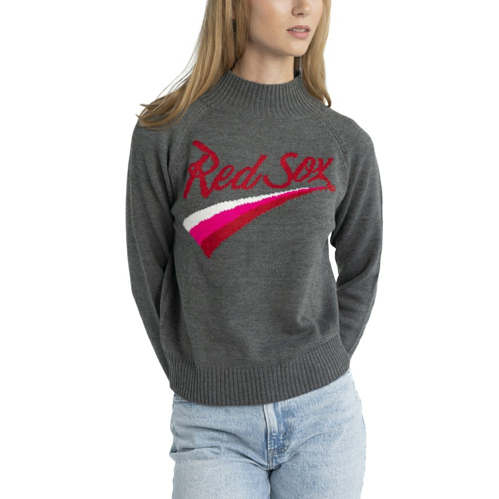 Boston Red Sox Lusso Women's Serena Raglan Pullover Sweater Gray
