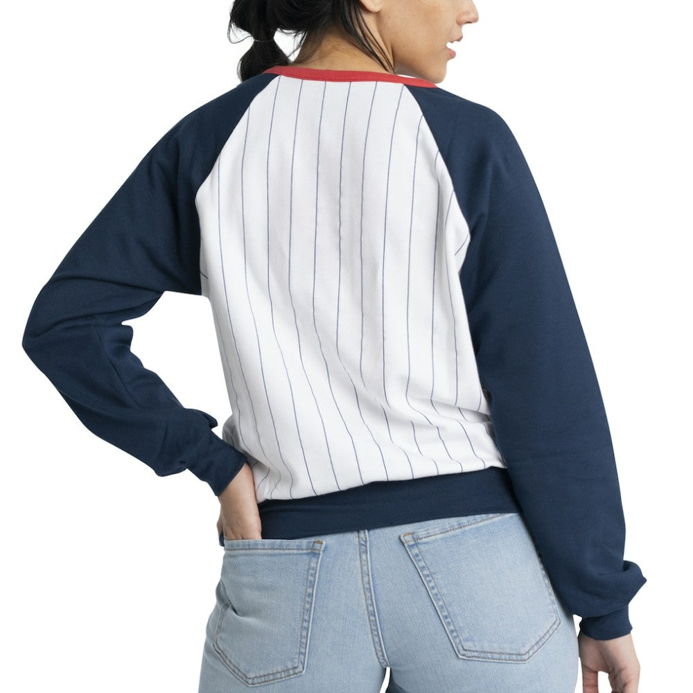 St. Louis Cardinals Lusso Women's Mack Fleece V-Neck Pullover Top White/Navy
