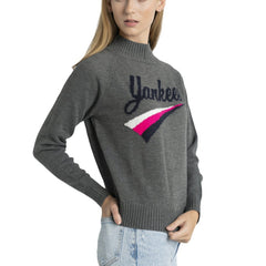 New York Yankees Lusso Women's Serena Raglan Pullover Sweater Gray