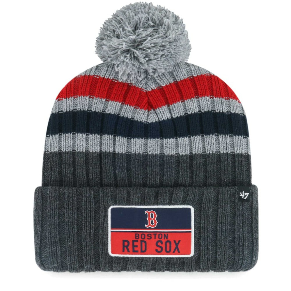 Boston Red Sox Stack Cuffed Knit Hat with Pom Gray | 47 brand