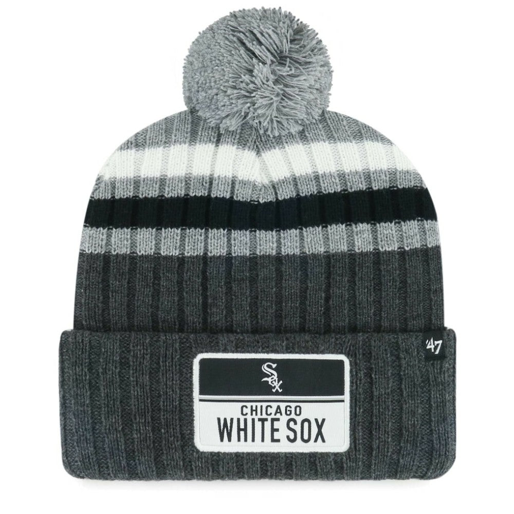 Chicago White Sox Stack Cuffed Knit Hat with Pom Gray | 47 brand