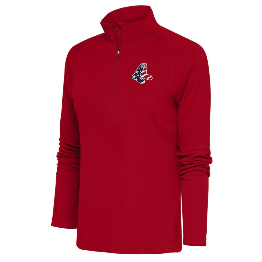Boston Red Sox Antigua Women's Patriotic Tribute Half-Zip Pullover Top Red