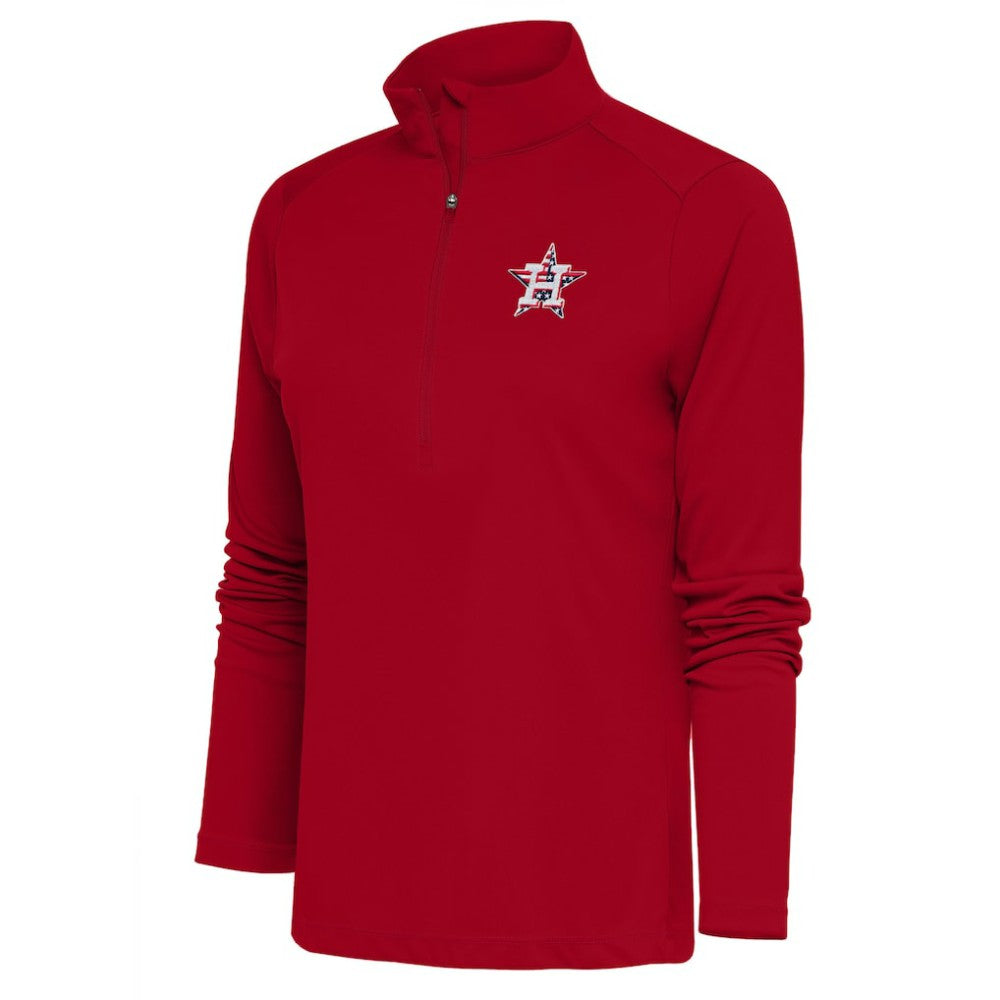 Houston Astros Antigua Women's Patriotic Tribute Half-Zip Pullover Top Red