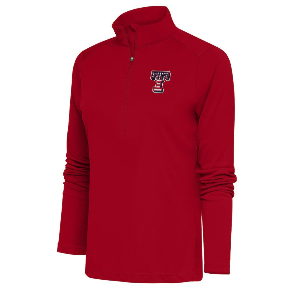 Texas Rangers Antigua Women's Patriotic Tribute Half-Zip Pullover Top Red